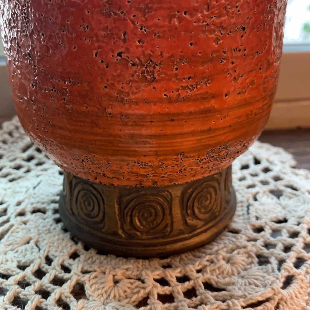Vintage 1960’s Bitossi Aldo Londi Red Orange glaze Vase. Cinese series - Picture 2 of 5